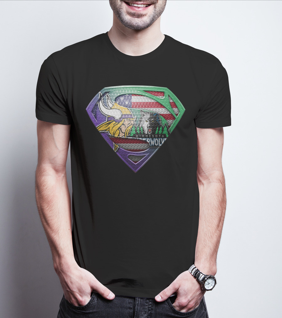 Minnesota Vikings Timberwolves Usa Superhero T-Shirt
