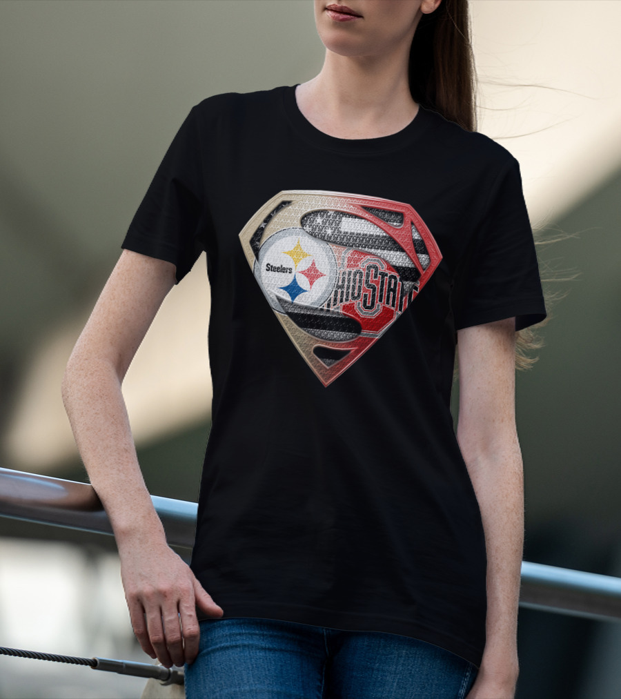 Steelers Ohio State Superman Logo Fusion T-Shirt