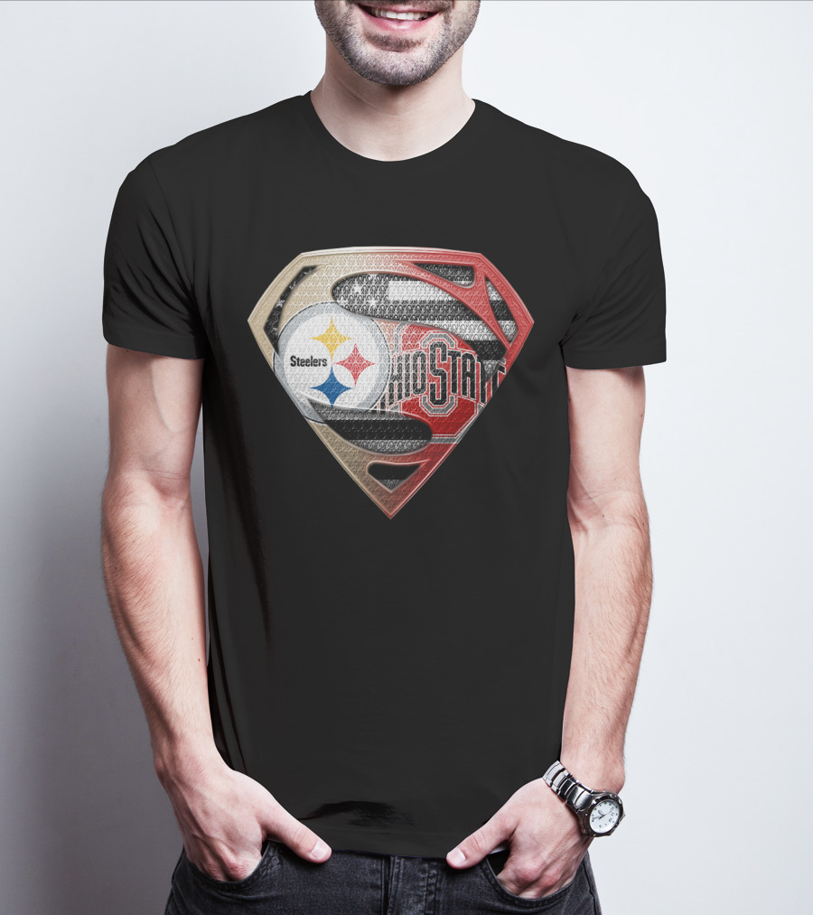 Steelers Ohio State Superman Logo Fusion T-Shirt
