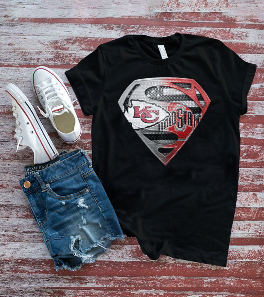 Kansas City Chiefs Ohio State Superman Logo Fusion T-Shirt