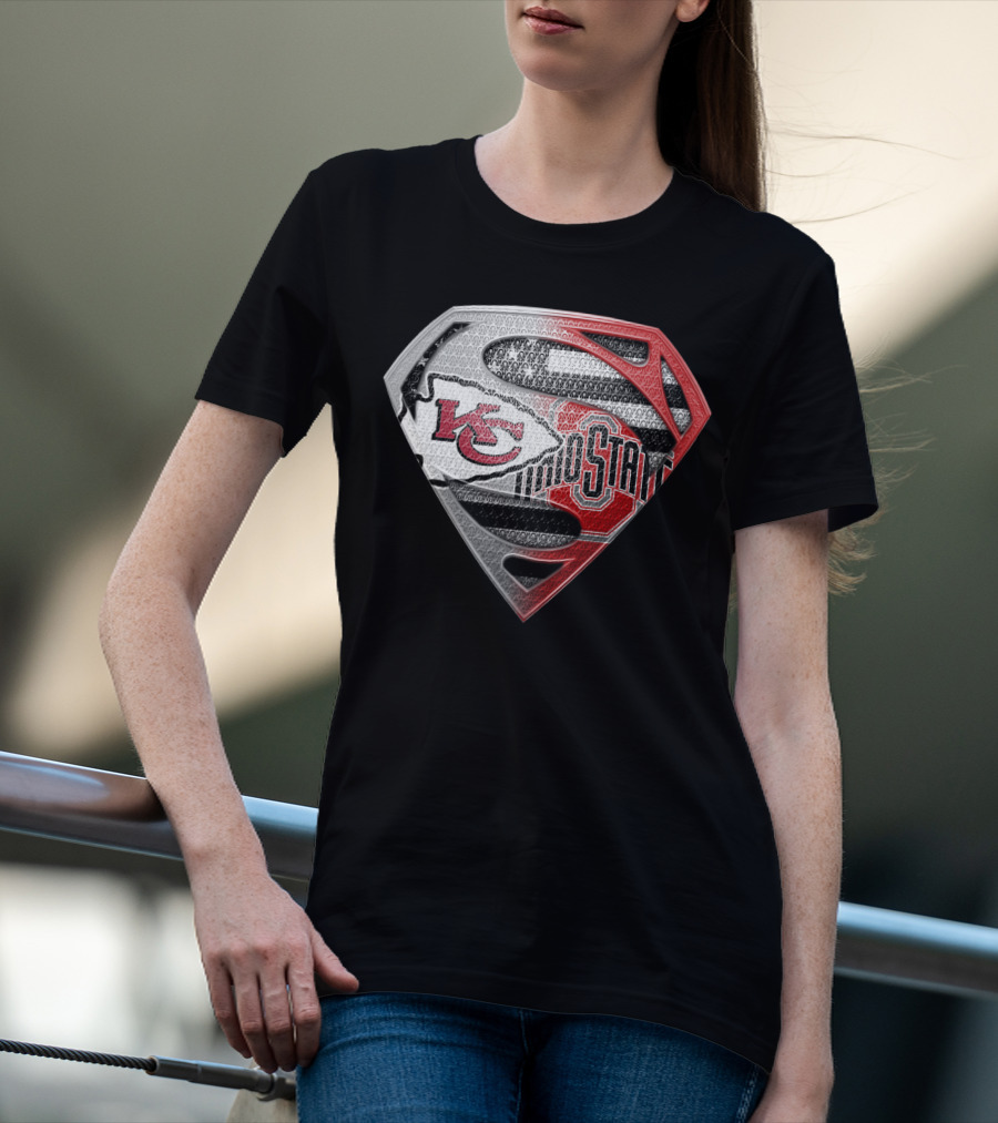 Kansas City Chiefs Ohio State Superman Logo Fusion T-Shirt