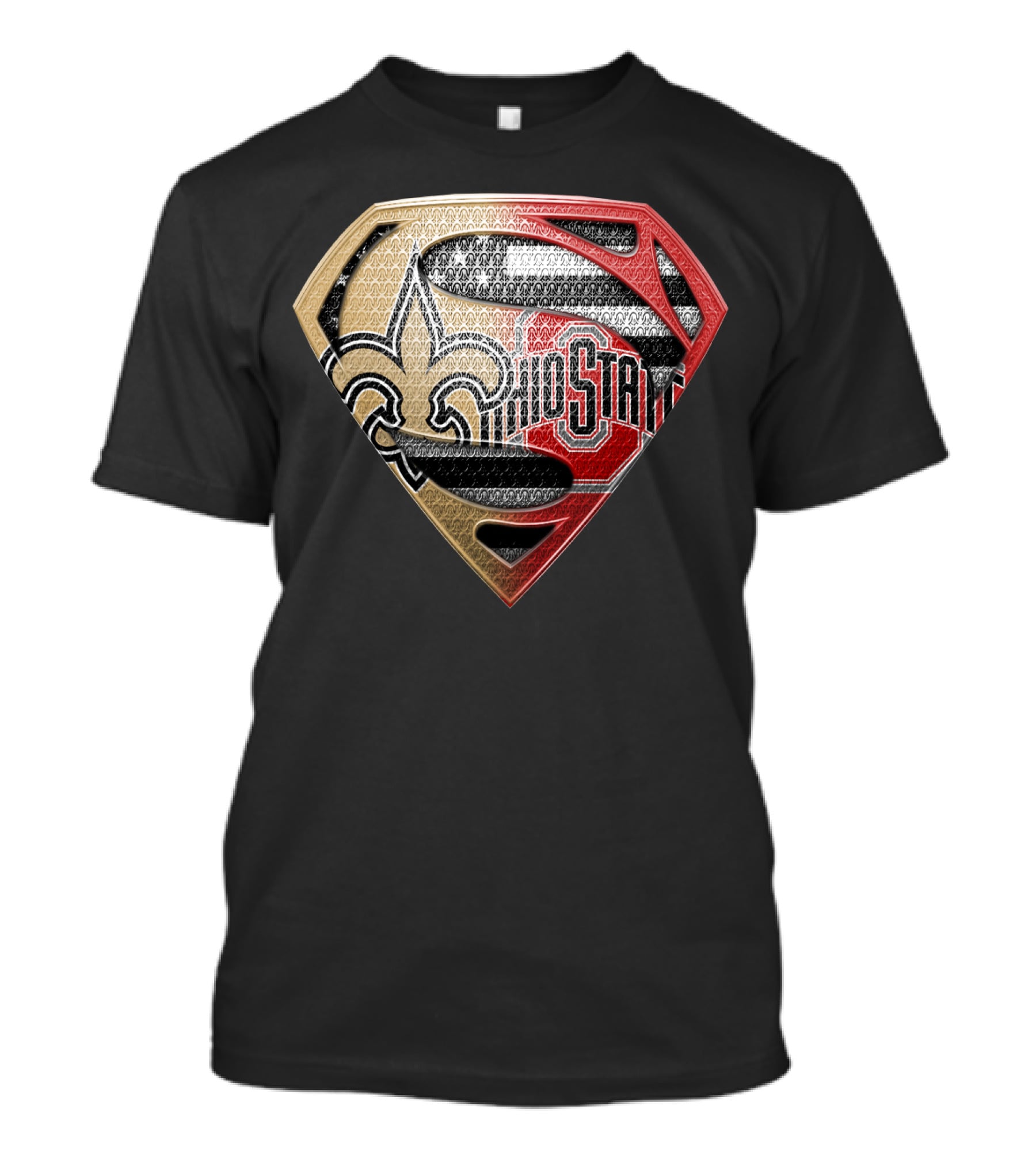 Ohio State Buckeyes New Orleans Saints Superman Logo Fusion T-Shirt