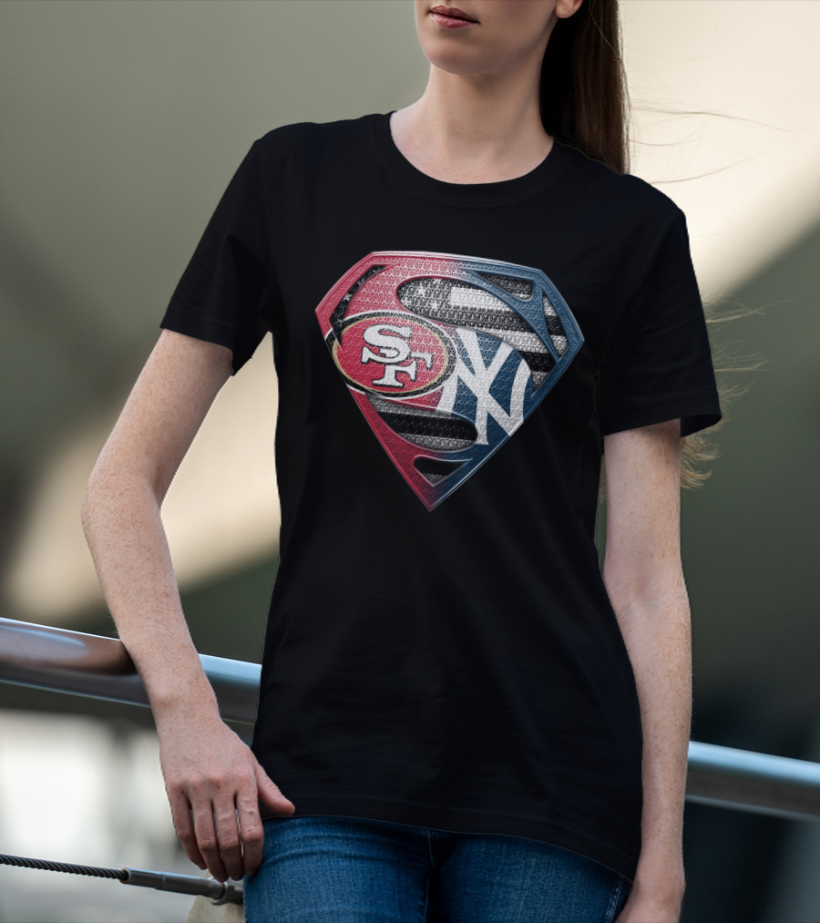 Sf San Francisco 49ers New York Yankees Superman Shield T-Shirt