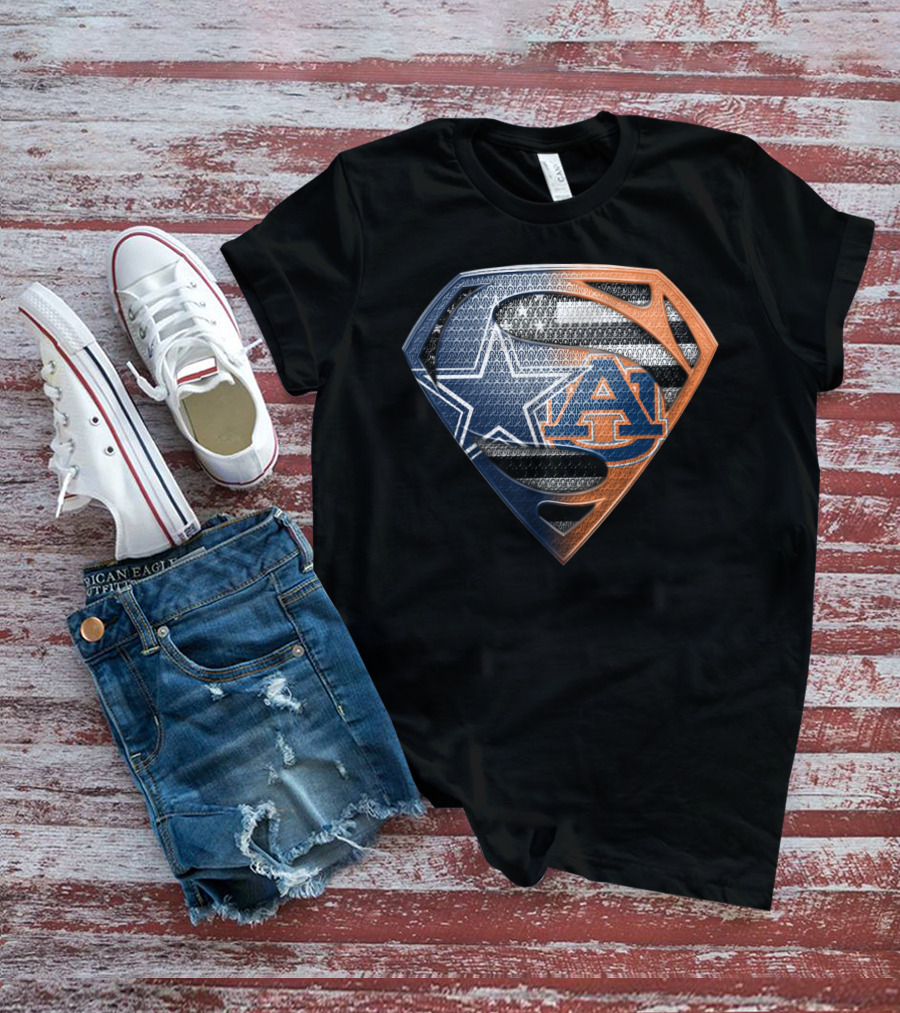Dallas Cowboys Auburn Tigers Superman Emblem Fusion T-Shirt