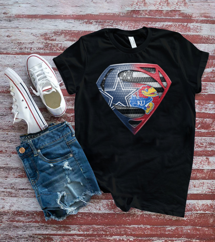 Superman Dallas Cowboys Kansas Jayhawks Ku Logo Mashup T-Shirt