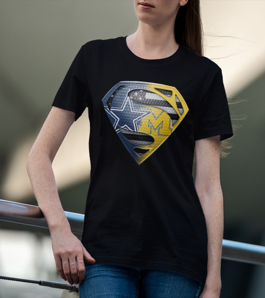 Superman Shield Dallas Cowboys Michigan Wolverines Logo Mashup T-Shirt