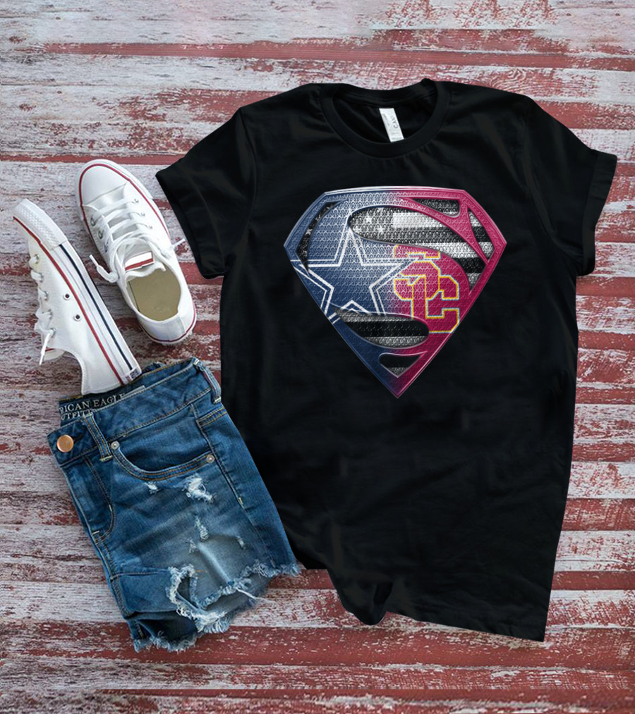 Dallas Star Los Angeles Trojans Superman Logo Fusion T-Shirt