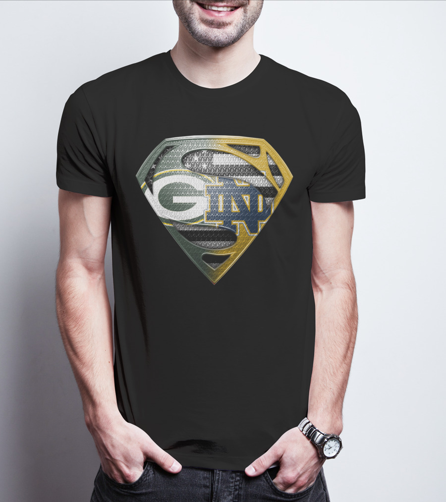 G Green Bay Packers Notre Dame Super Logo Fusion T-Shirt