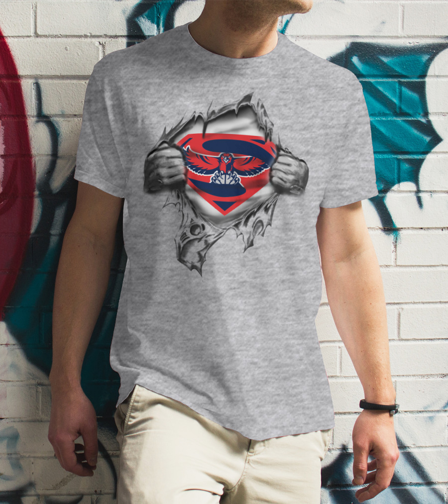 Superman Falcons Mashup Logo Peeking Through Torn T-Shirt