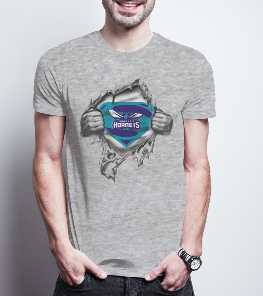 Charlotte Hornets Superman Logo Tear Away T-Shirt