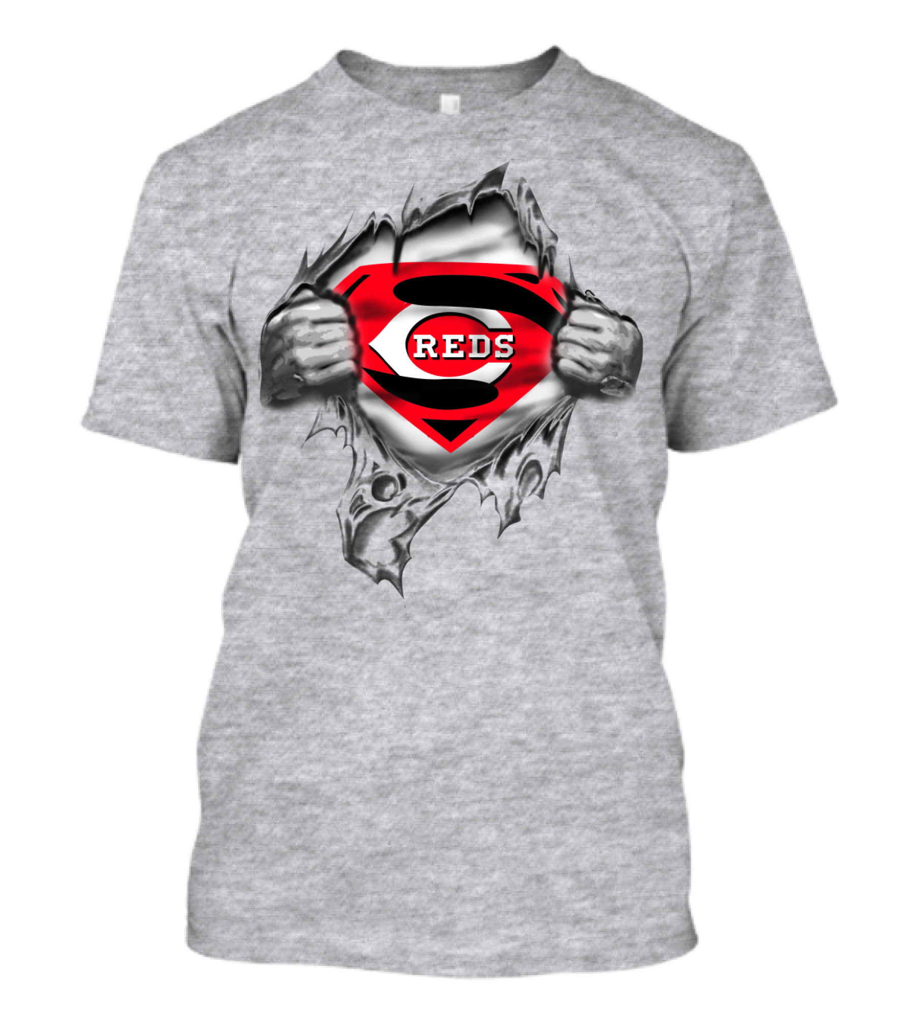 Superman Reds Cincinnati Reds Logo Emblem Burst T-Shirt