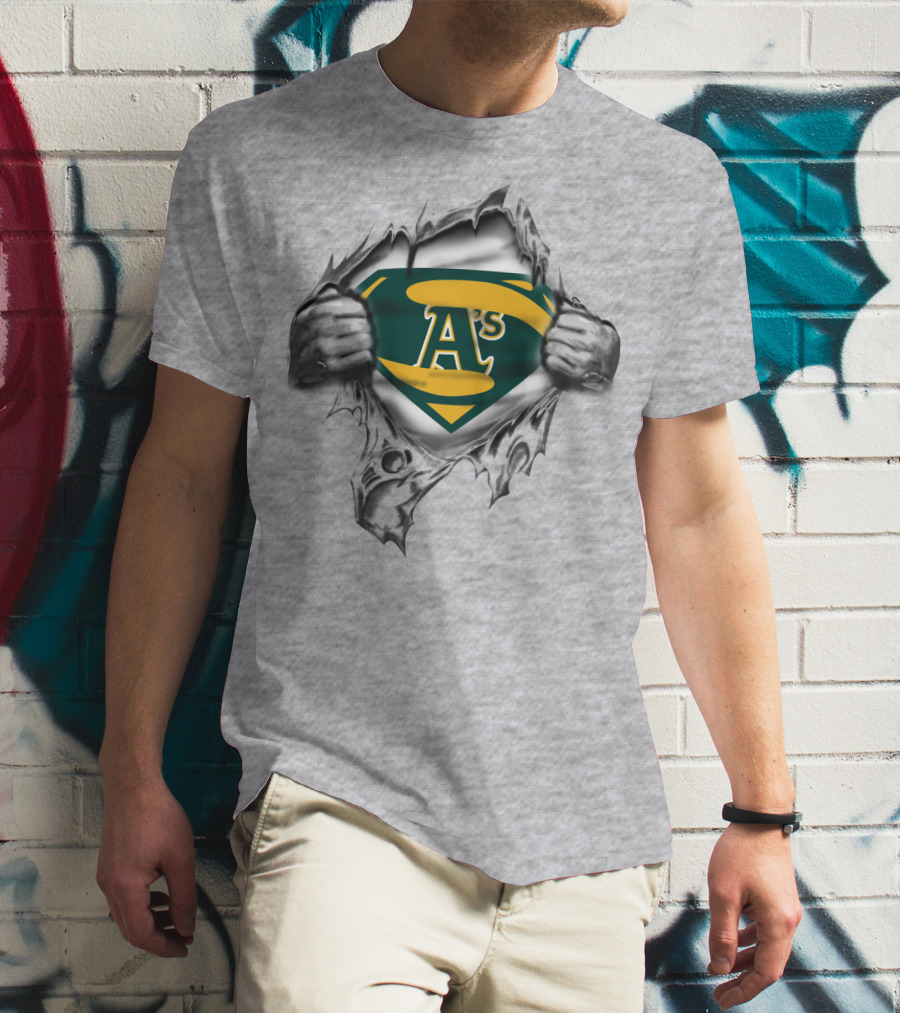 A's Superhero Emblem Torn T-Shirt