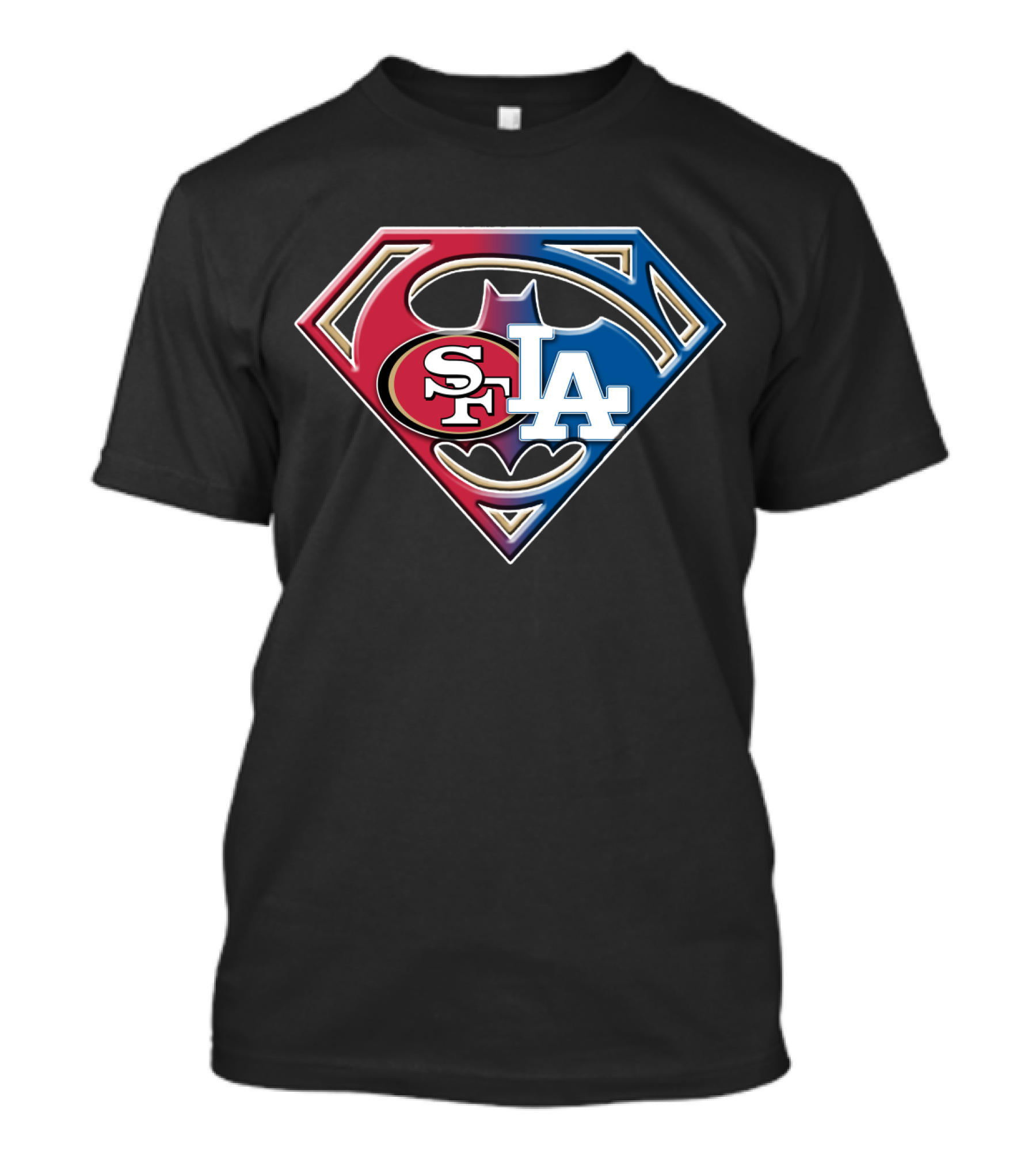 49ers Dodgers Batman Superman Logo Mashup Bat T-Shirt