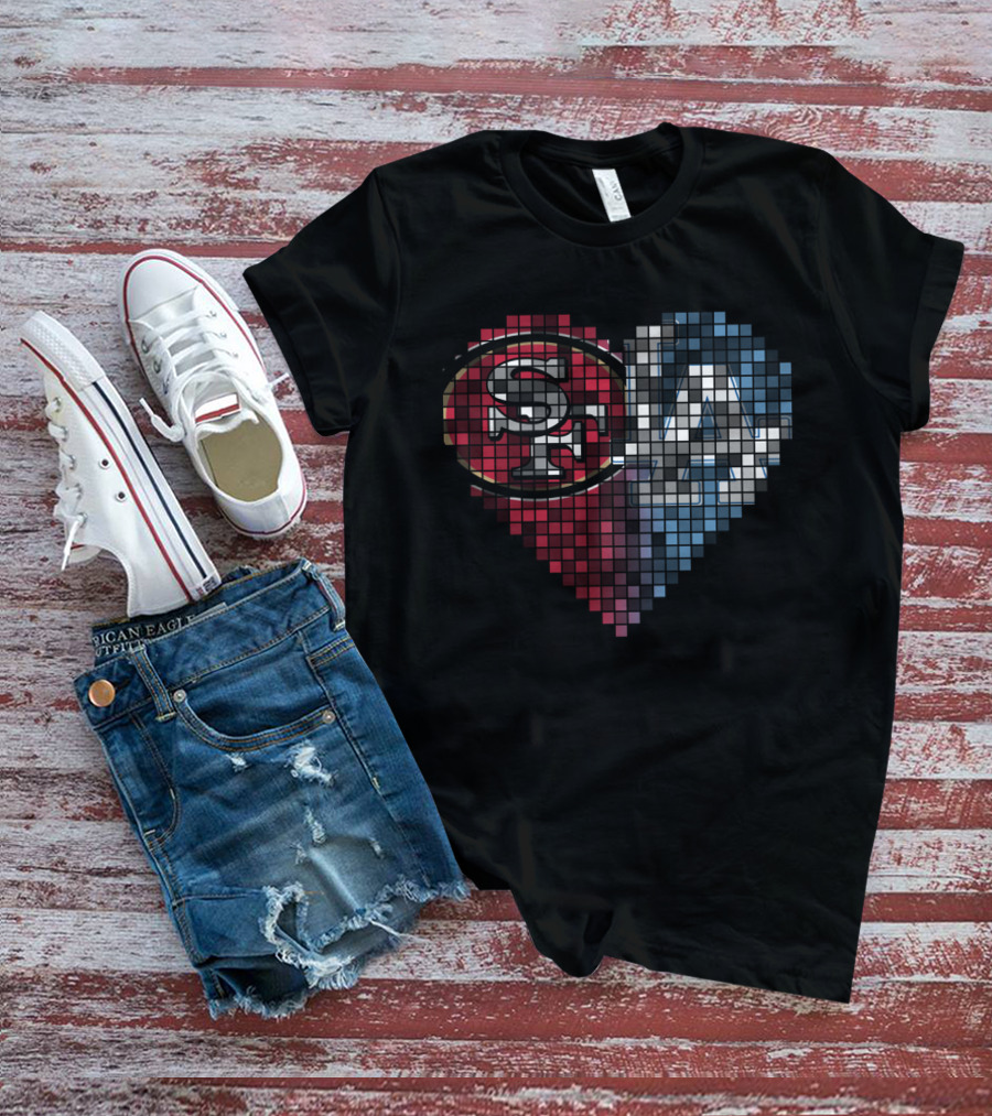 Rby 002 Heart Pixel Art Sf La Sports Logo Fusion T-Shirt