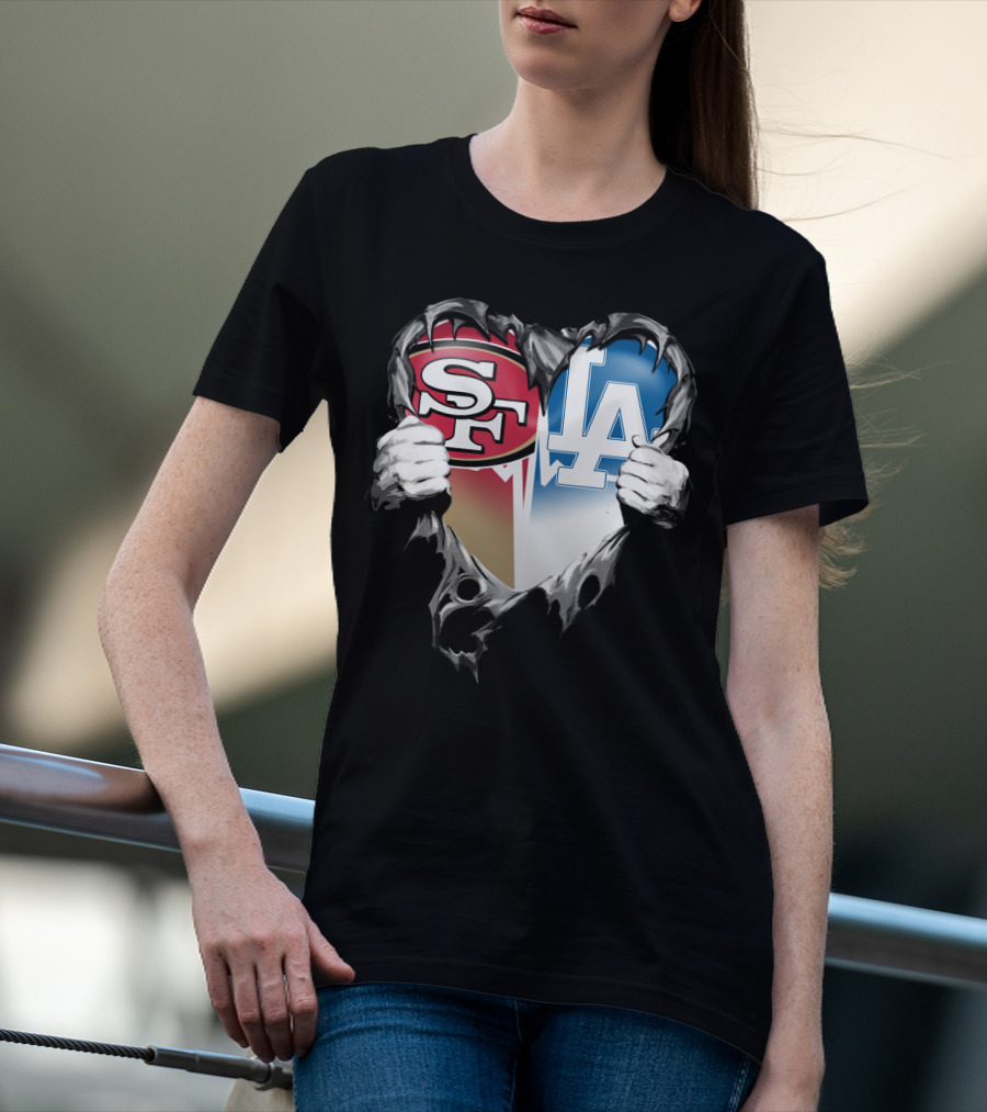 Sf And La Rivalry Heart Split Xat T-Shirt