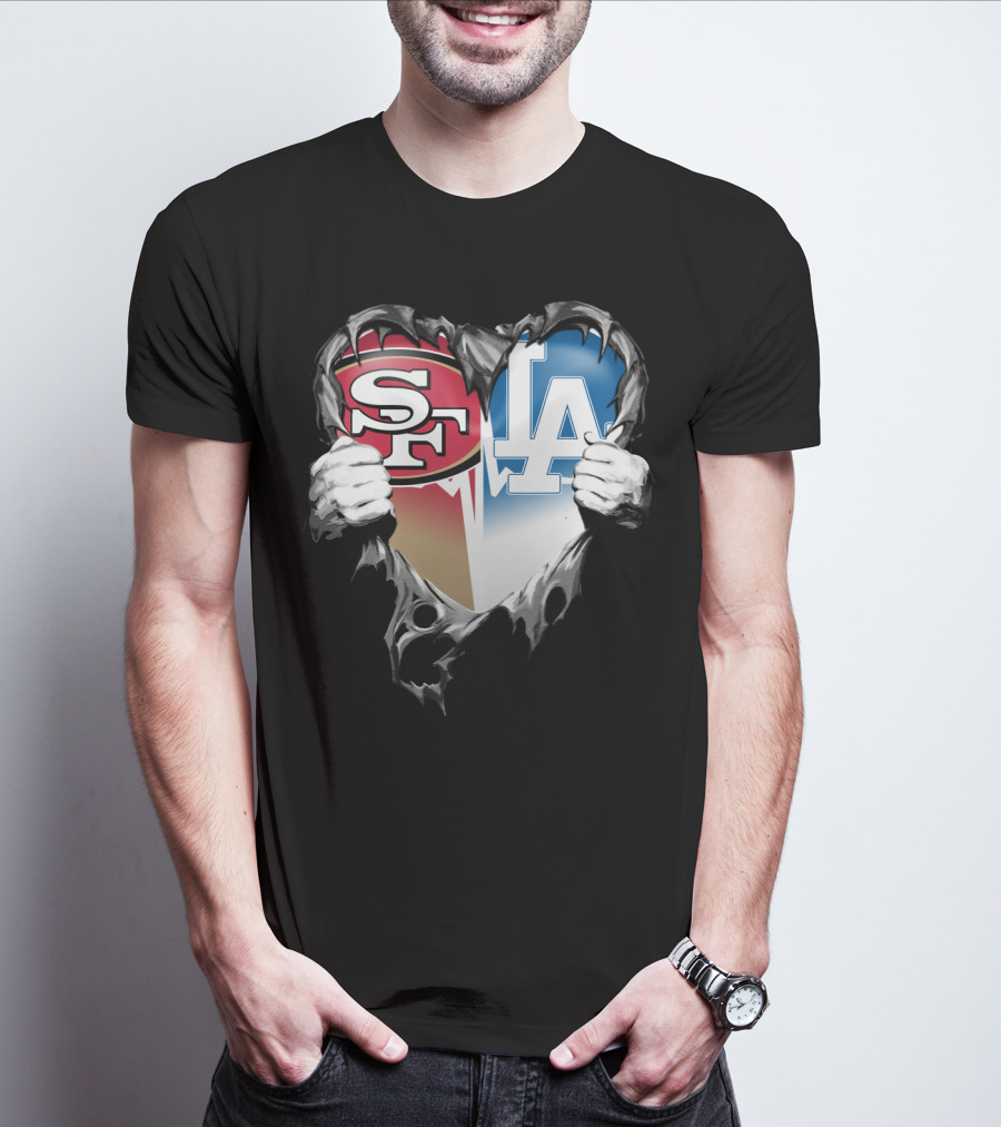 Sf And La Rivalry Heart Split Xat T-Shirt