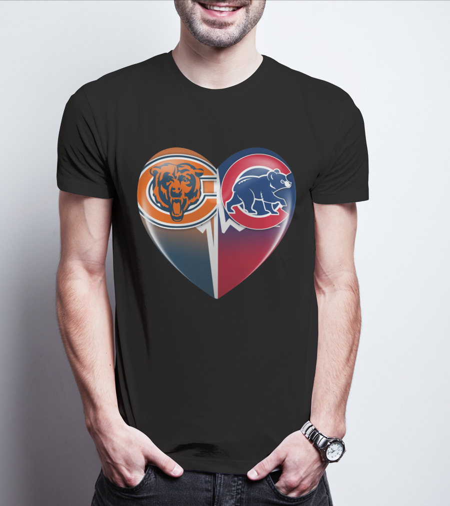 Chicago Bears And Cubs Split Heart TIM 008 T-Shirt