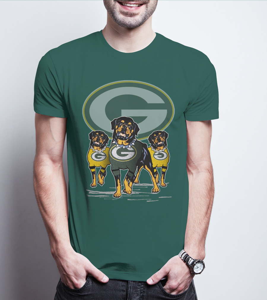 Green Bay Packers Rottweiler Trio T-Shirt