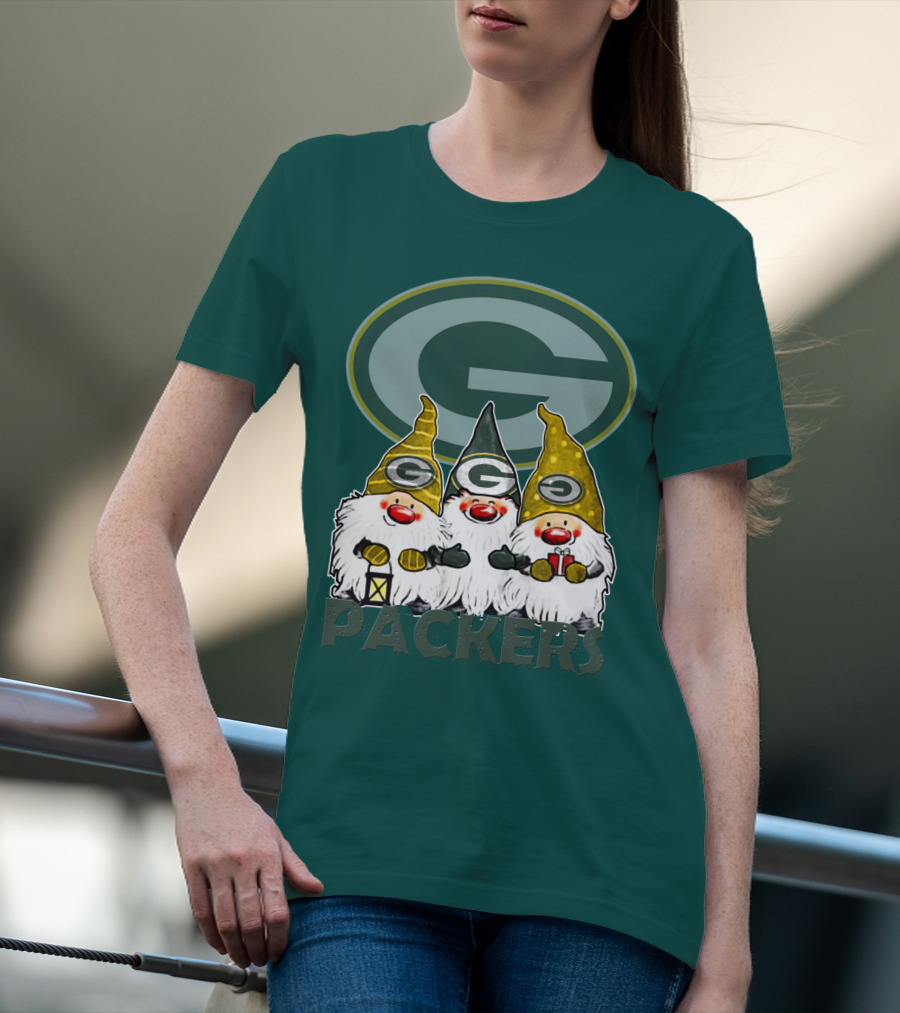 Green Bay Packers Gnomes With Team Logo On Green T-Shirt