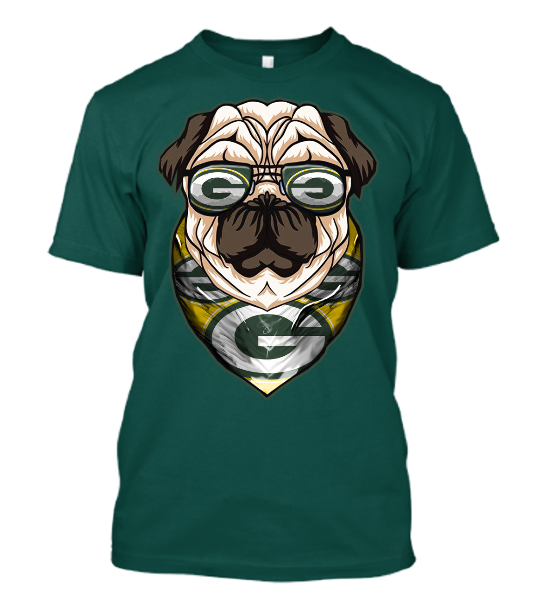 Green Bay Packers Pet Lover Pug Dog Football T-Shirt
