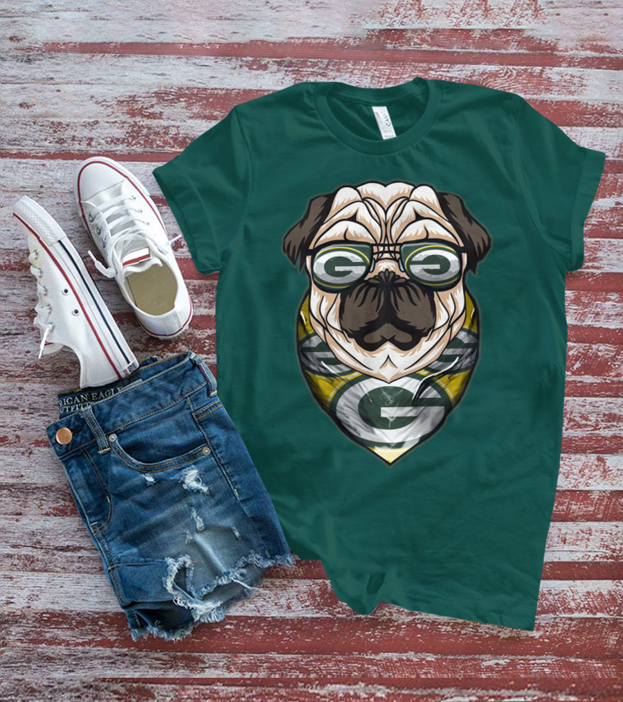 Green Bay Packers Pet Lover Pug Dog Football T-Shirt