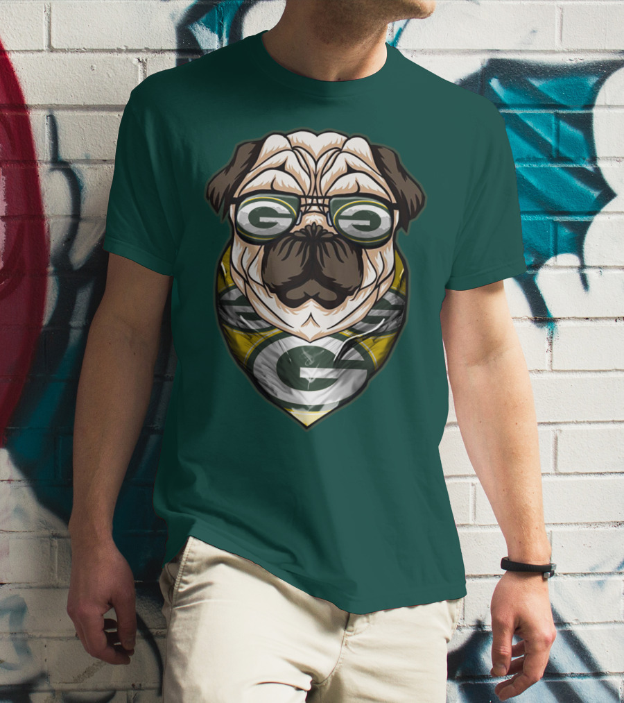Green Bay Packers Pet Lover Pug Dog Football T-Shirt