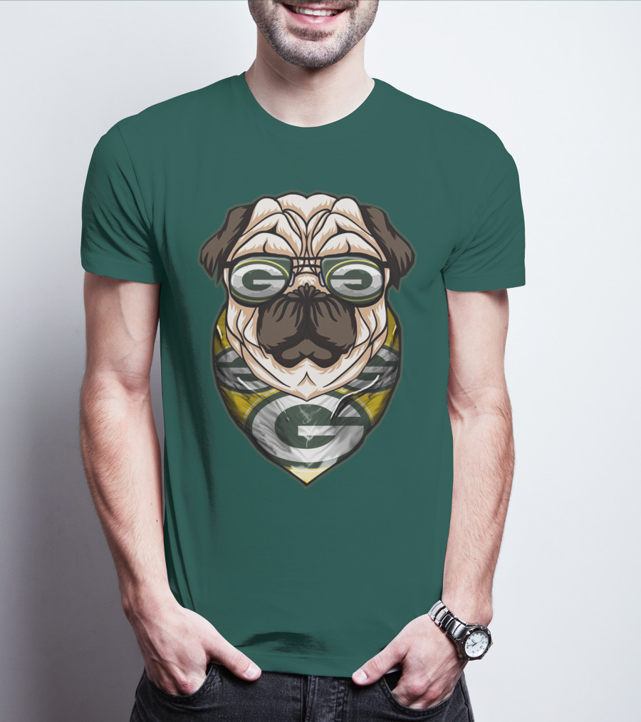 Green Bay Packers Pet Lover Pug Dog Football T-Shirt