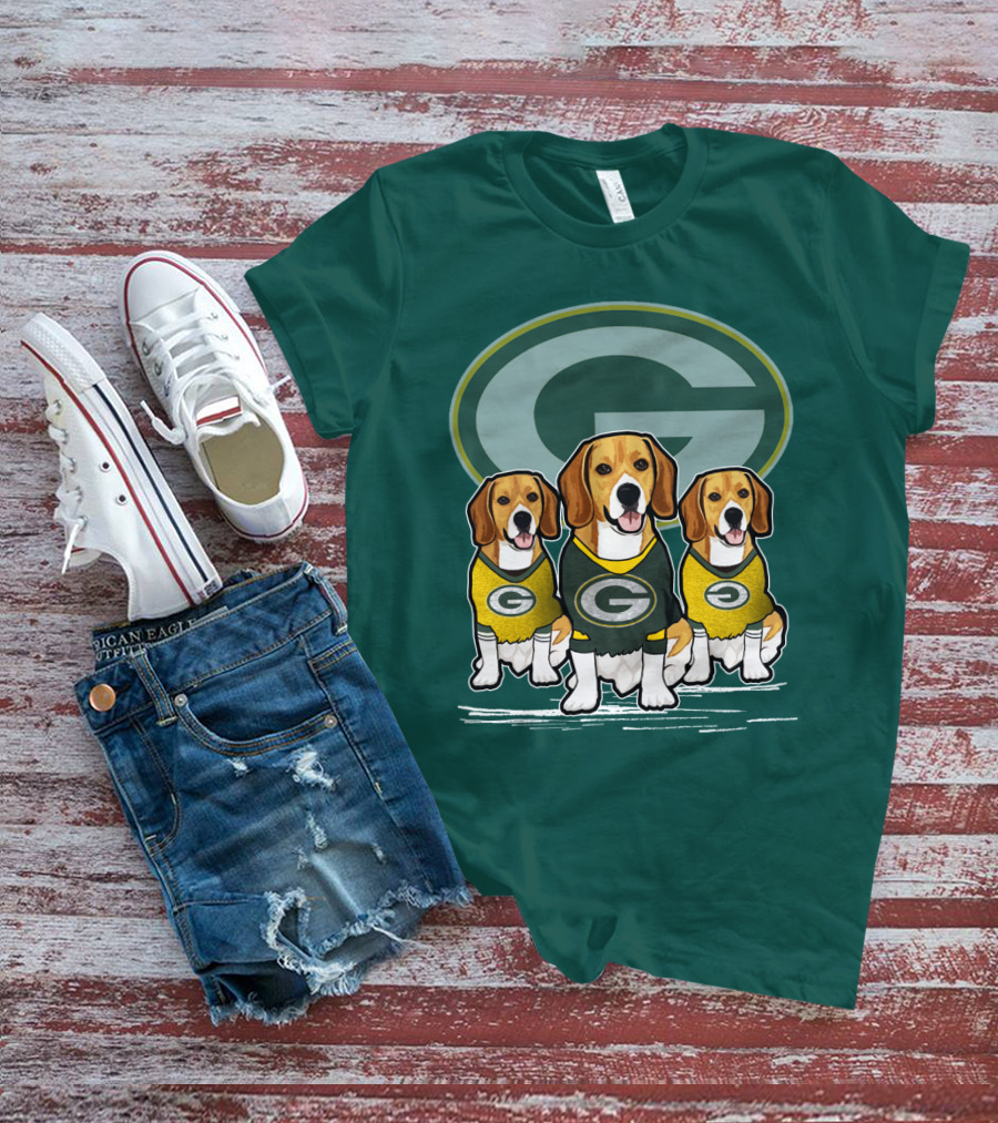 Green Bay Packers Dogs In Team Jerseys T-Shirt
