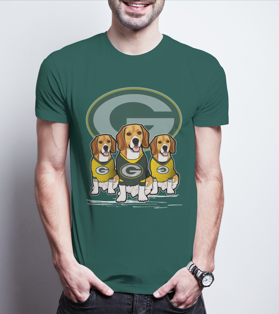 Green Bay Packers Dogs In Team Jerseys T-Shirt
