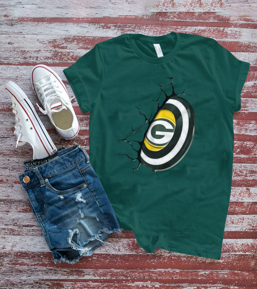 Green Bay Packers Cracked Logo Burst T-Shirt
