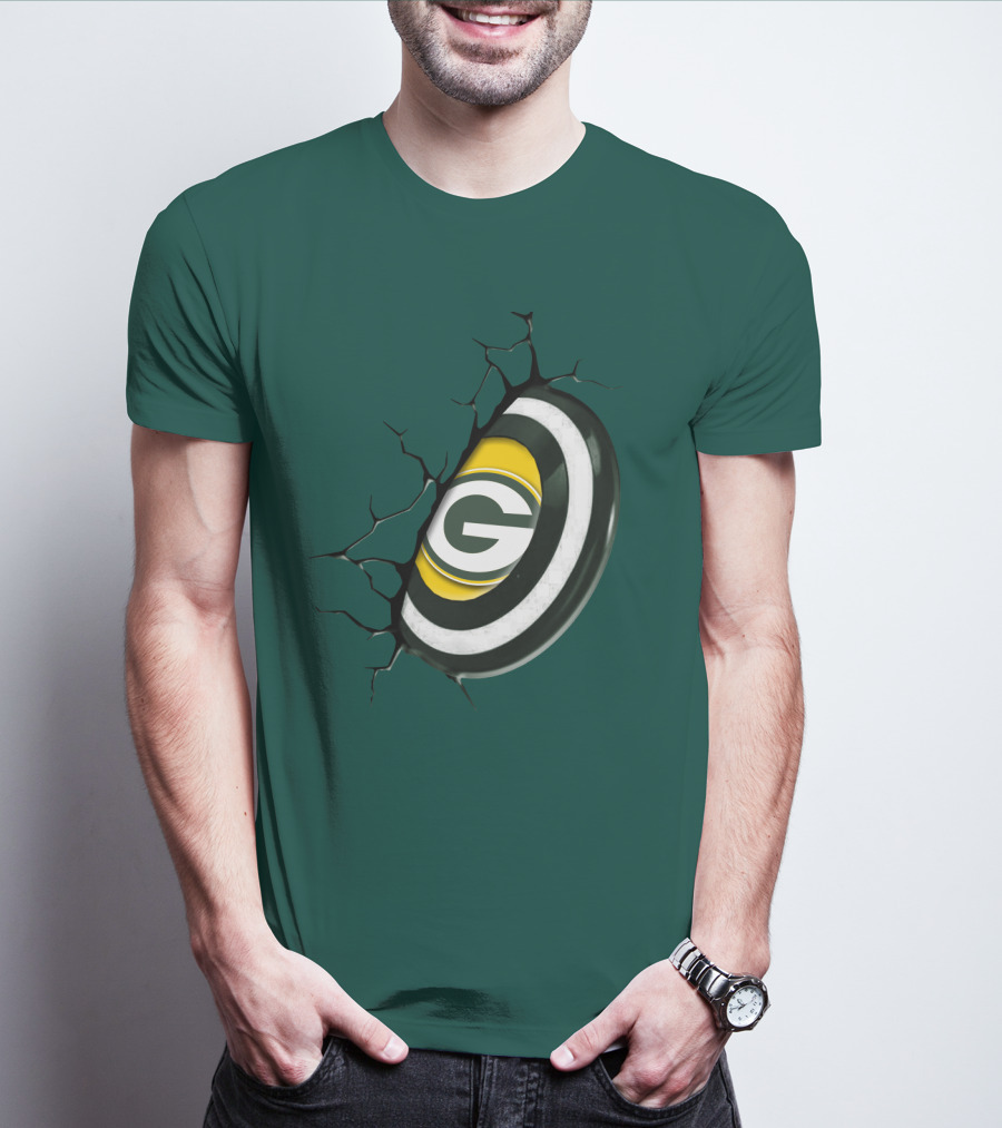 Green Bay Packers Cracked Logo Burst T-Shirt