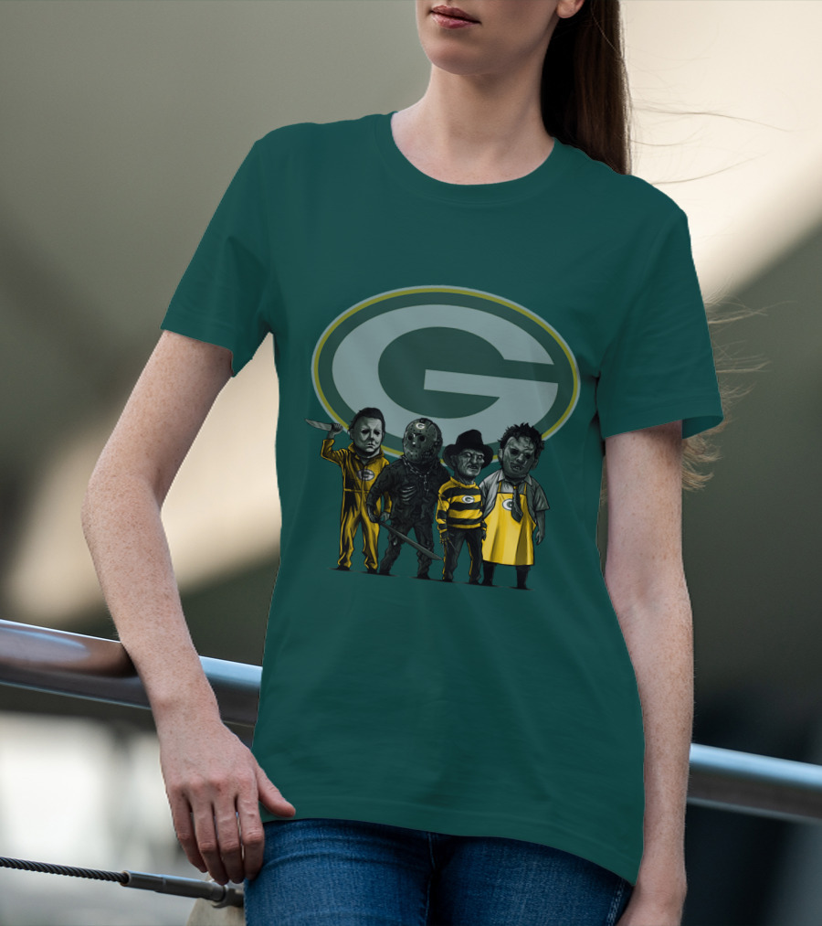 Green Bay Packers Horror Icons Characters T-Shirt