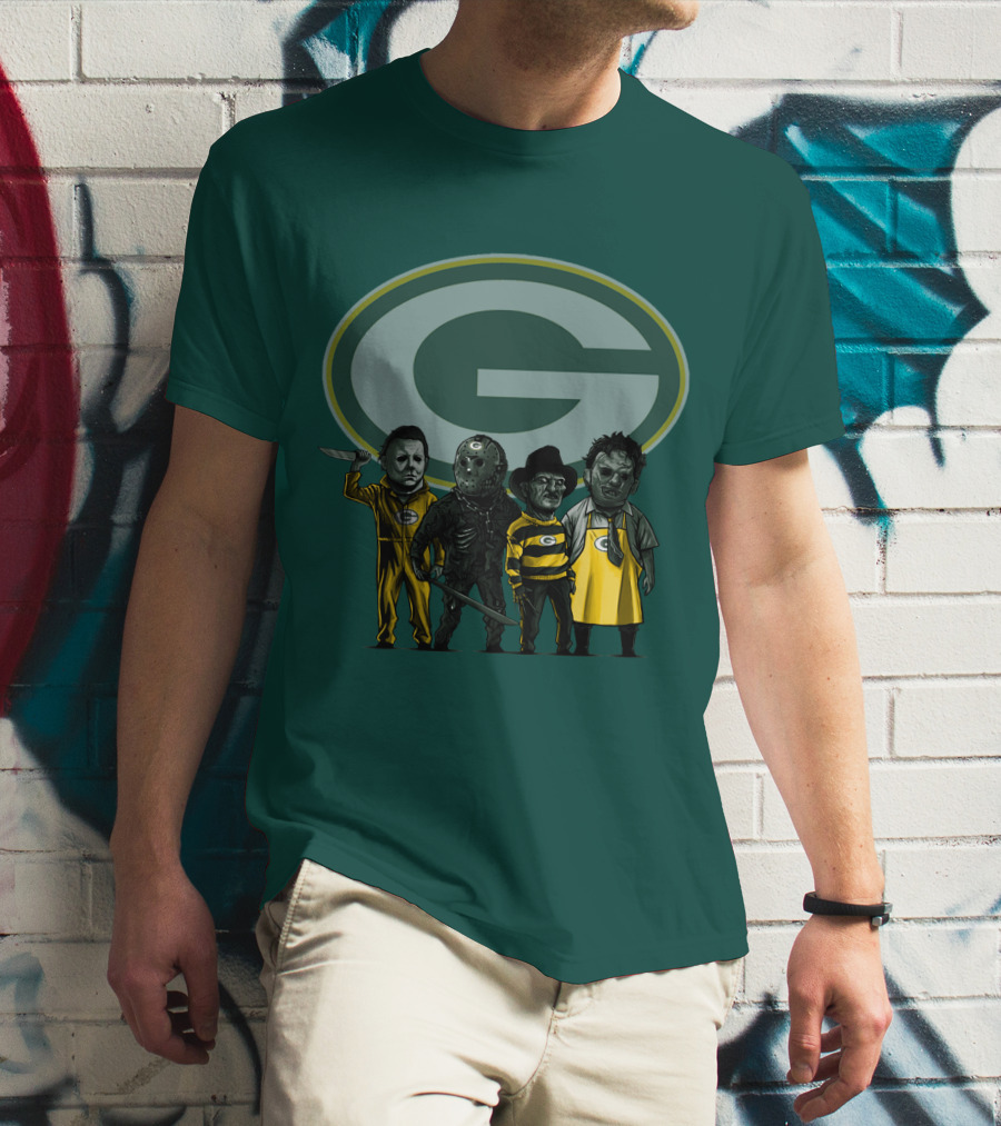 Green Bay Packers Horror Icons Characters T-Shirt
