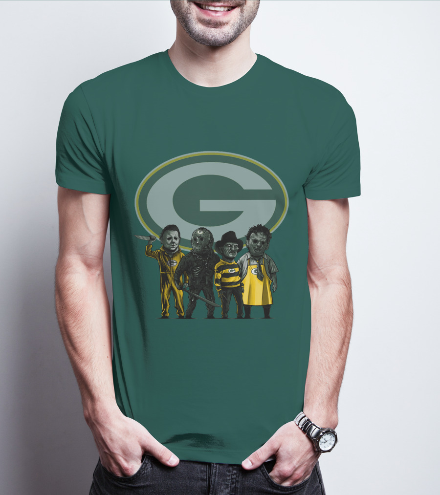 Green Bay Packers Horror Icons Characters T-Shirt
