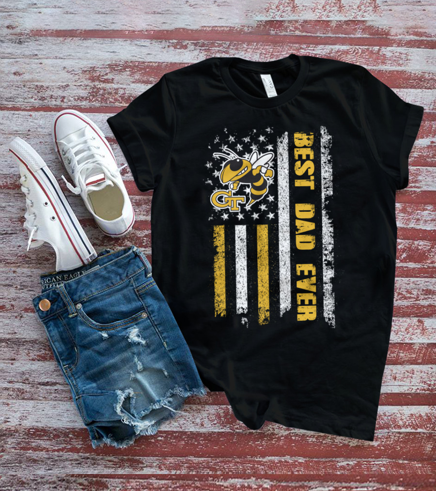 Gt Yellow Jacket Best Dad Ever Flag T-Shirt