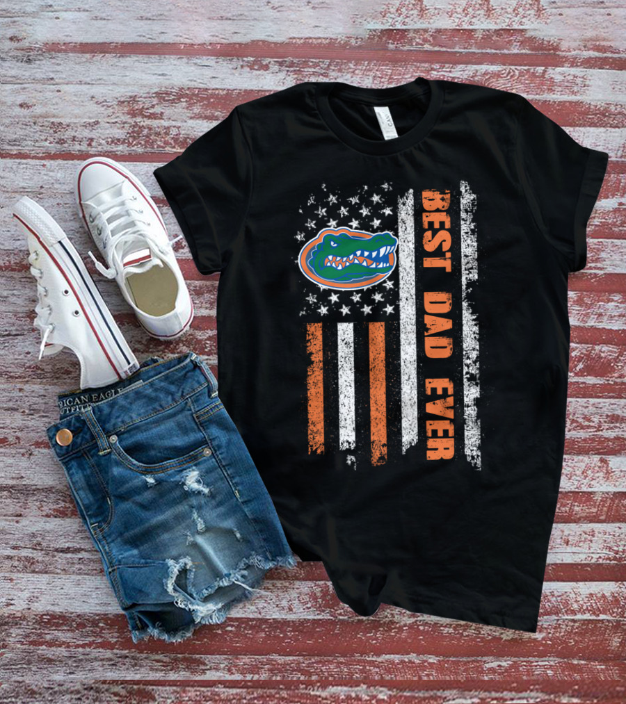 Best Dad Ever Florida Gators American Flag T-Shirt
