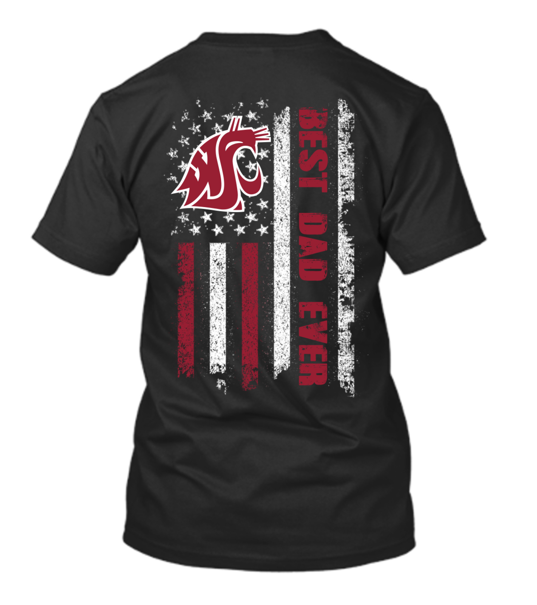 Best Dad Ever Wsu Cougar American Flag T-Shirt