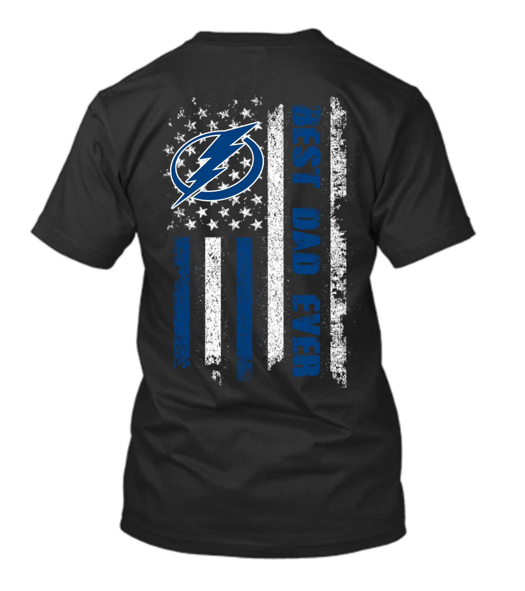 Best Dad Ever Tampa Bay Lightning Distressed American Flag T-Shirt