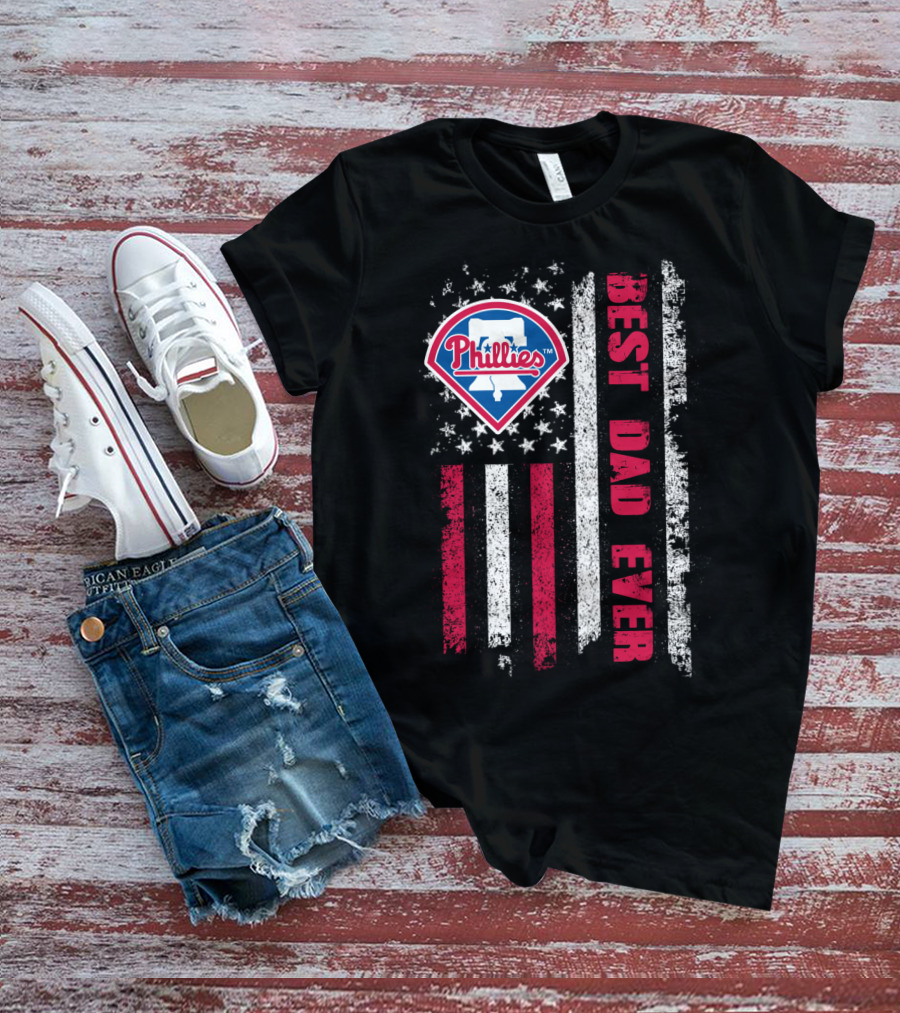 Phillies Best Dad Ever American Flag Style T-Shirt