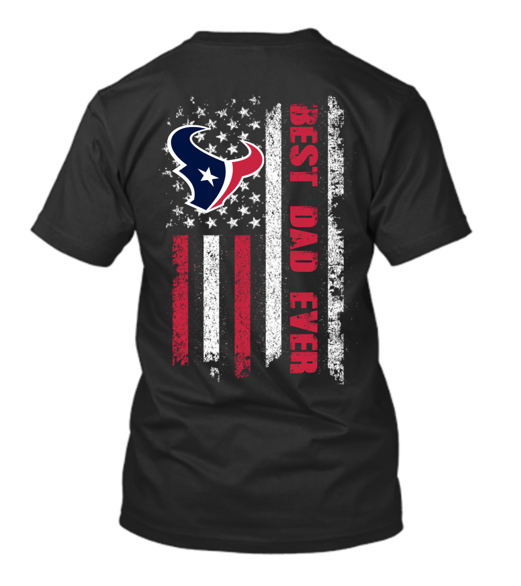 Evd 126 Best Dad Ever Houston Football American Flag T-Shirt