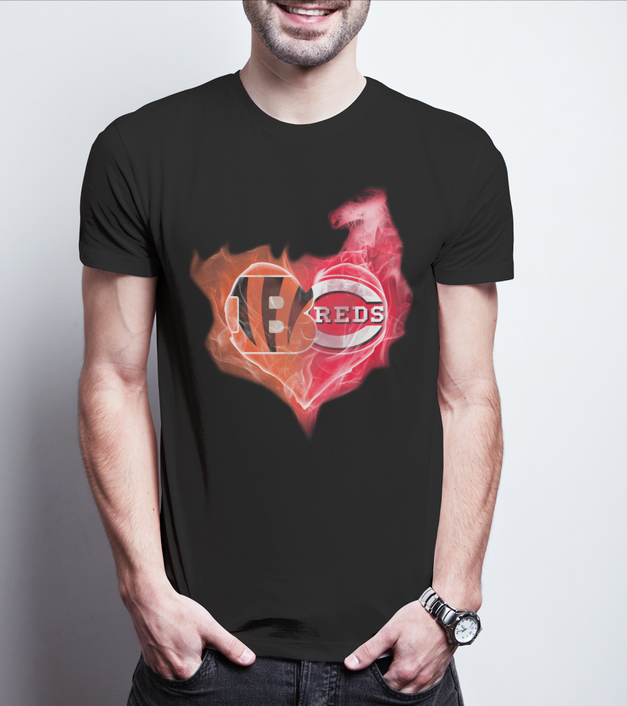 Cincinnati Bengals Reds Heart Logo T-Shirt