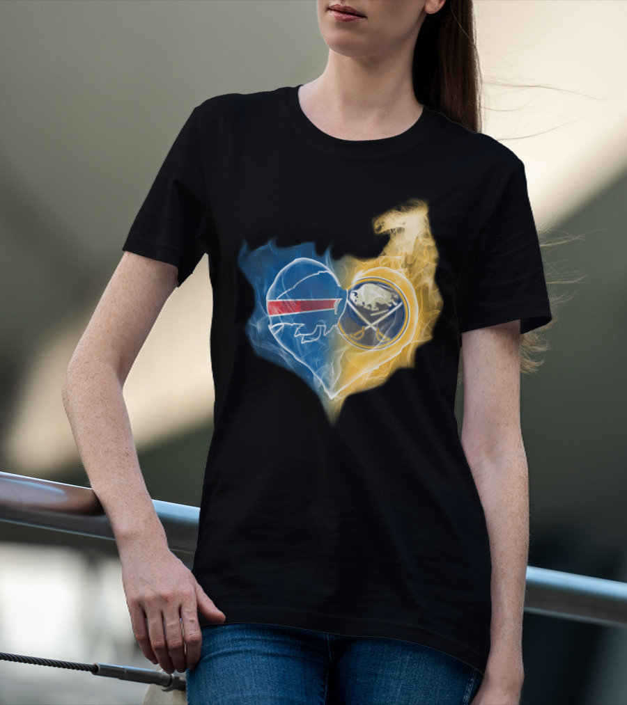 Buffalo Bills Sabres Heart Combination T-Shirt
