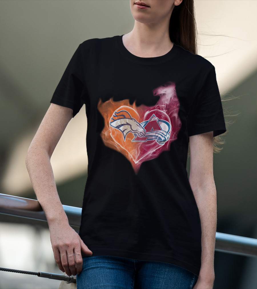 Broncos Avalanche Heart Smoke Emblem T-Shirt