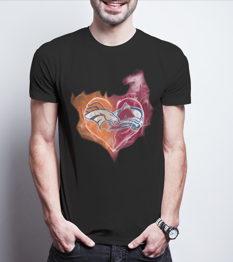 Broncos Avalanche Heart Smoke Emblem T-Shirt