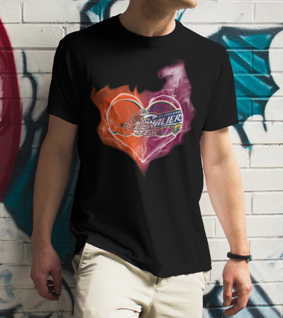 Cleveland Cavaliers Heart With Football Helmet T-Shirt
