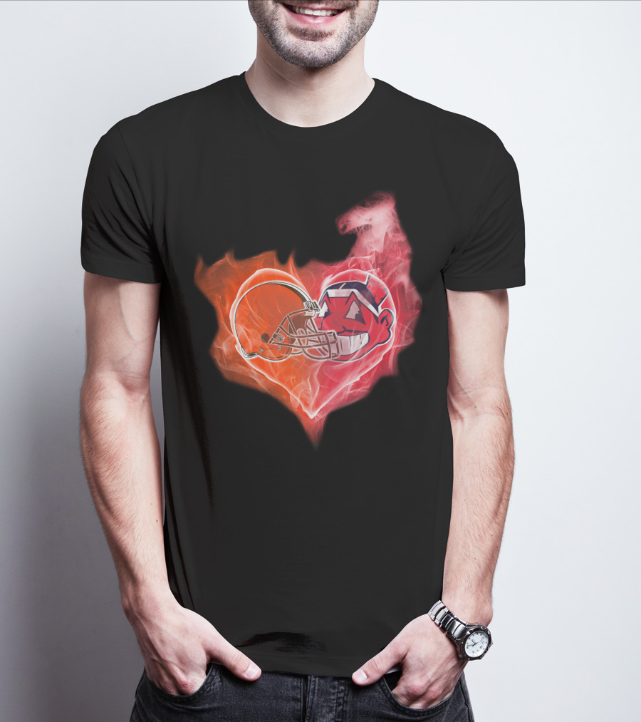 Heart Of Flames Football Helmet Cartoon Face T-Shirt