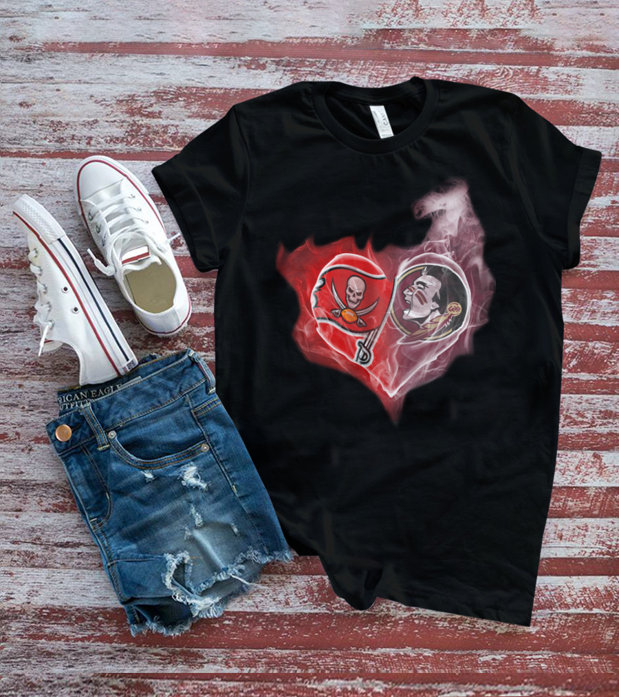 Tampa Bay Buccaneers And Florida State Seminoles Heart T-Shirt