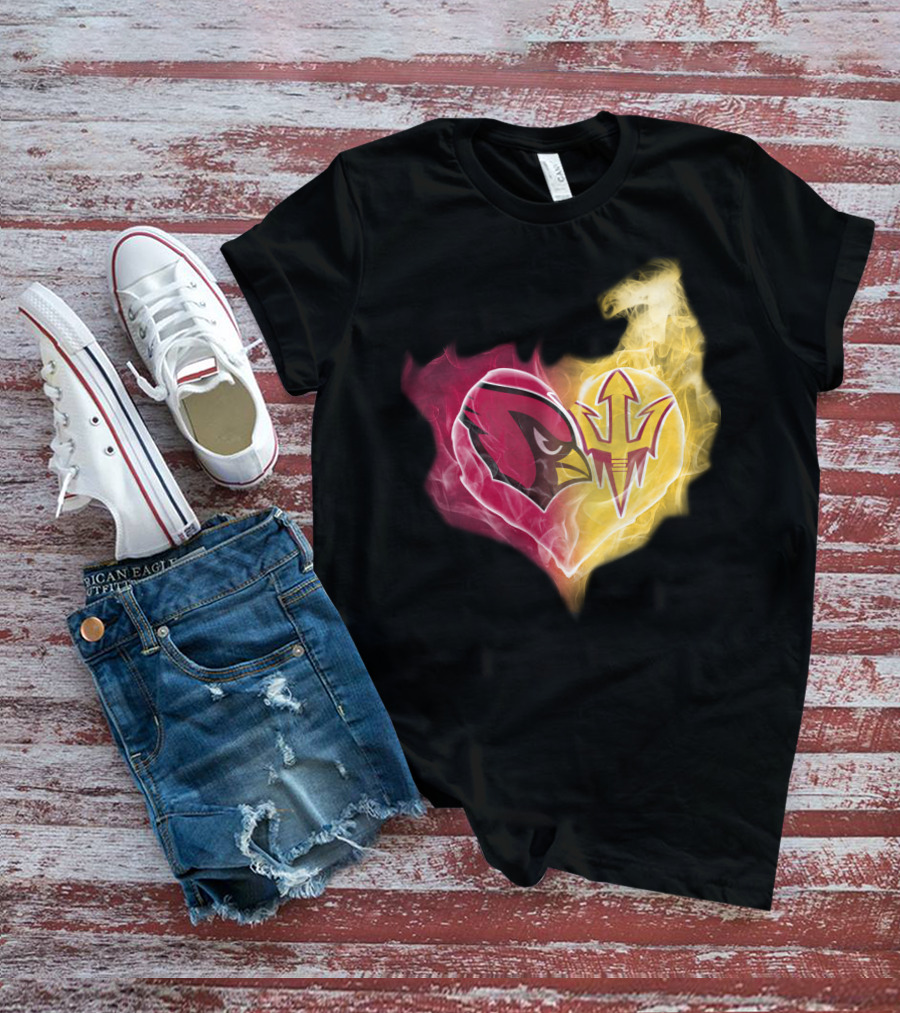Arizona Cardinals Arizona State Sun Devils Heart Fusion T-Shirt