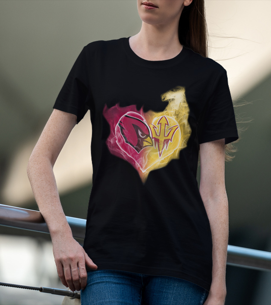 Arizona Cardinals Arizona State Sun Devils Heart Fusion T-Shirt