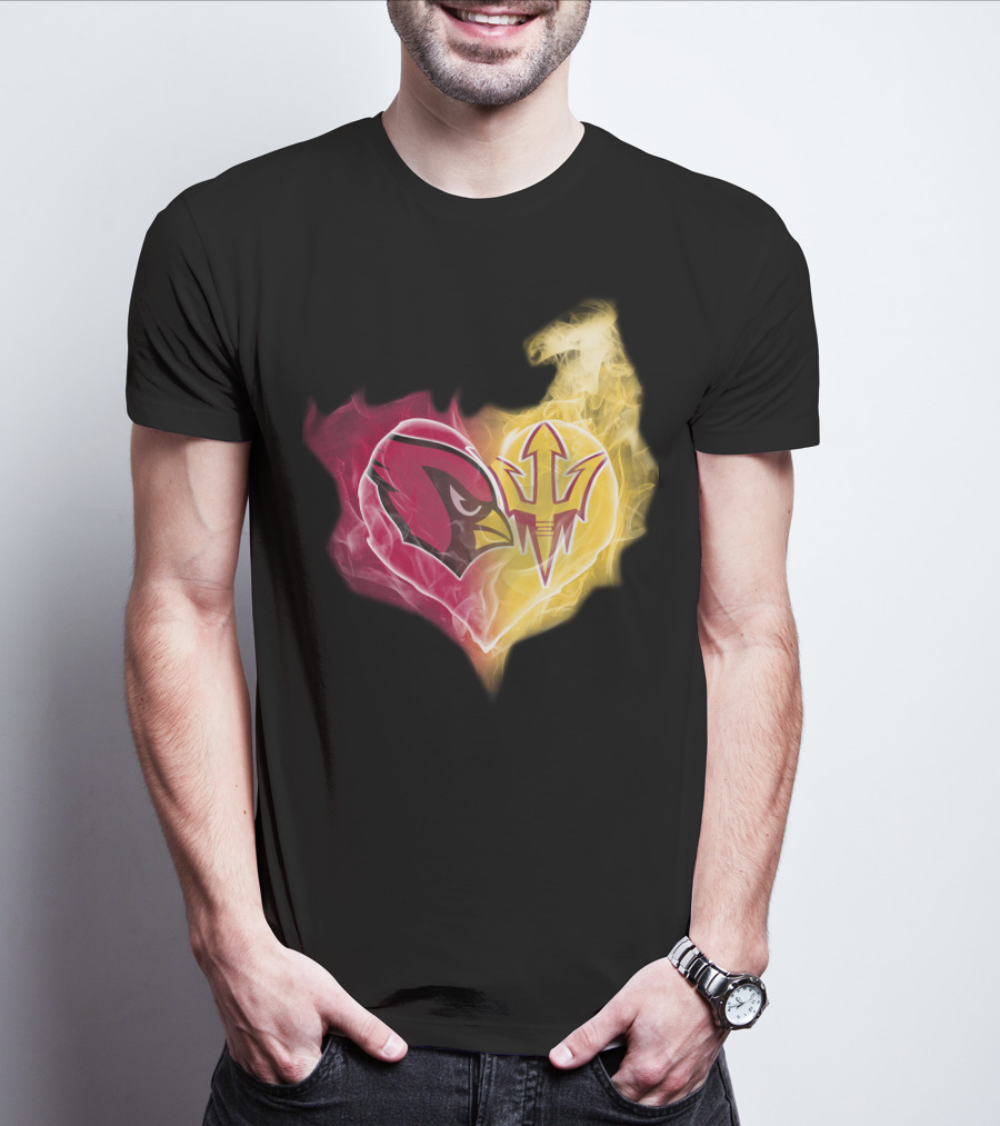 Arizona Cardinals Arizona State Sun Devils Heart Fusion T-Shirt